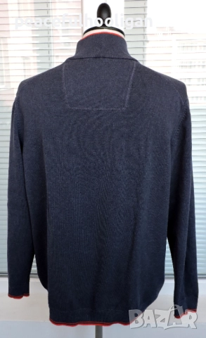 Hugo Boss Mens Navy Blue 1/4 Zip Long Sleeve Cotton Jumper Pullover Size XL /XXL, снимка 10 - Пуловери - 52949296