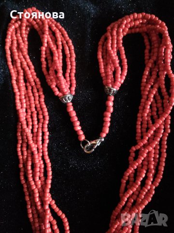Ефектно дамско червено колие , снимка 9 - Колиета, медальони, синджири - 27671446