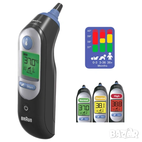 Термометър Braun Thermoscan 7 Нов нарушена опакова. Бял или черен, снимка 7 - Други - 53375852