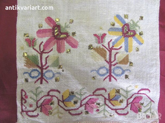 19 век Ръчно Бродирана Кърпа,ислям ,отоман, турска, снимка 7 - Антикварни и старинни предмети - 27402748