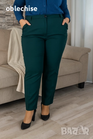 Дамски еластичен панталон в голям размер /зелен/, снимка 3 - Панталони - 45017847