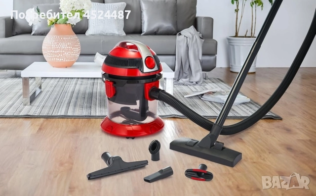 Прахосмукачка с воден филтър Voltz OV51001N, 800W-1000W, 10л. Червена, Сива - Гаранция 12 месеца , снимка 4 - Прахосмукачки - 48429073