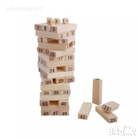 Дженгадайска кула 48 елемента с числа (270755) нова​ Дженга - дървена забавна игра с числа. Целта на, снимка 3 - Образователни игри - 33233015
