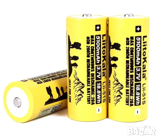 Liitokala LII-51S NCR26650-50A 5100mAh 3.7V 18.8Wh Power Rechargeable Lithium Battery For Flashlight, снимка 3 - Къмпинг осветление - 48572370