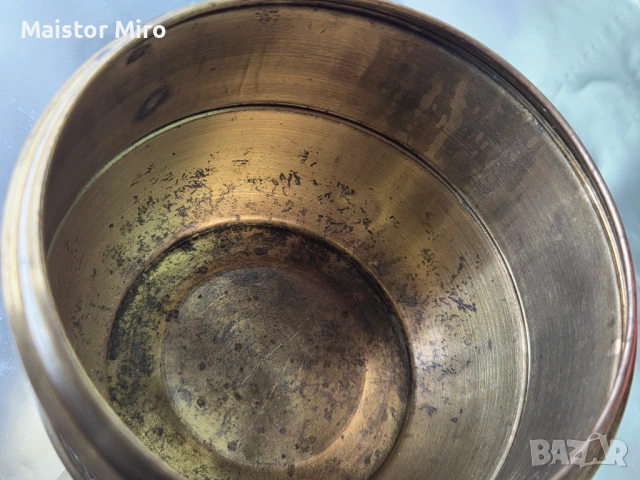 Старина автентична месингови купа,ръчна изработка от Индия период 1950г-1970г.Предметът е в отлично,, снимка 6 - Антикварни и старинни предмети - 53570430