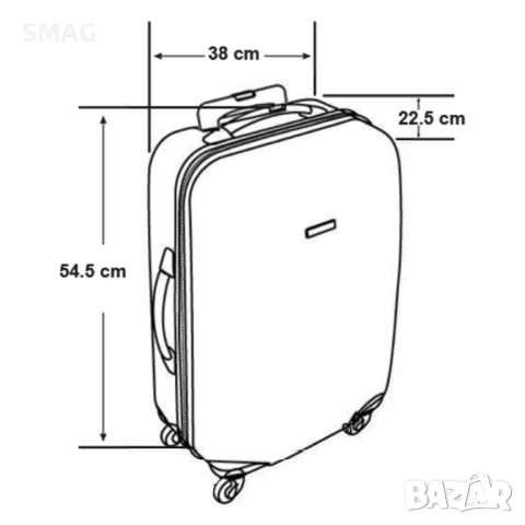 Черен куфар с колелца 34л_1173432, снимка 5 - Куфари - 52199944