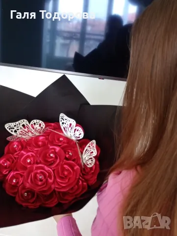 Букети от сатенени рози , снимка 10 - Изкуствени цветя - 49052734