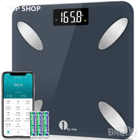 Смарт кантар- везна анализатор от 1 BY ONE Bluetooth Body Smart Scale, снимка 4 - Маши за коса - 48485692