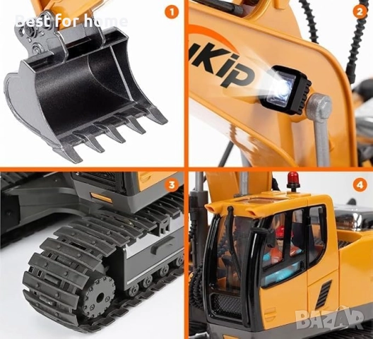 Играчка багер с дистанционно  11 канала 2.4Ghz RC  със светлини и звук и Функция за копаене - мащаб , снимка 2 - Електрически играчки - 51805757