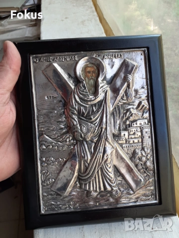 Голяма сребърна икона със сертификат, снимка 4 - Антикварни и старинни предмети - 53429965