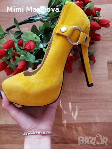 Жълти  Елегантни Обувки Voi&Noi Greece, снимка 3 - Дамски обувки на ток - 27811366