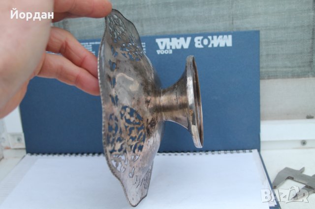  Посребрена англииска фруктиера, снимка 7 - Антикварни и старинни предмети - 39098507