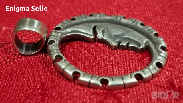 Голям сребърен медальон ЛУНА, снимка 2 - Колиета, медальони, синджири - 50306272