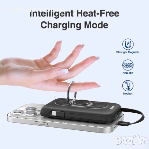 Магнитна външна батерия с 2 кабела, 5 в 1, 20000mAh