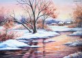 Зимна картина | Рисувани картини за стена, снимка 1 - Картини - 43585950