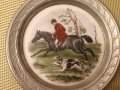 Нови! Старинни немски чинии ловна тематика рисуван порцелан и калай, чиния чинийки, снимка 1