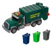 Камион за рециклиране на боклук, зелен с 3 кошчета, светлина и звук
