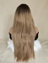 Дълга кестенява омбре перука с бретон, снимка 5