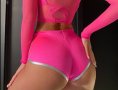 Booty hot shorts L супер лъскави, розови дамски боксерки от ликра, снимка 3