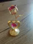 Сърце с лале с компоненти на CRYSTAL, златист, 8 см., снимка 2