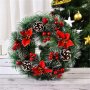 Коледен венец за декорация с шишарки и изкусветни коледни звезди, Външен диаметър: Ф30 см.