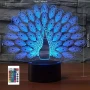 Холограмна 3D LED лампа Паун-дистанционно управление 16 цвята+други режими на управление, снимка 1