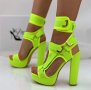 Сандали на ток - неон - R1L9213-6, снимка 1