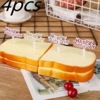 Happy Birthday 4 бр малки пластмасови опери топер за торта хапки мъфини сандвич рожден ден, снимка 1 - Други - 36556233