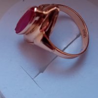 Антикварен руски златен пръстен с рубин, снимка 4 - Пръстени - 43068862