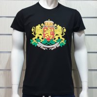 Нова мъжка черна тениска с релефен трансферен печат Герб на България , снимка 10 - Тениски - 28017520