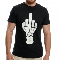 Нова мъжка тениска с дигитален печат FUCK YOU COVID 19 с бял надпис, снимка 1 - Тениски - 37663962