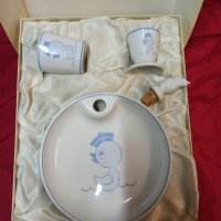 Френски порцеланов детски фирмен комплект -Pillivuy,затопляща ядене чиния и др, снимка 1 - Сервизи - 43623981