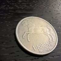Монета - Норвегия - 1 крона | 1959г., снимка 1 - Нумизматика и бонистика - 32406695