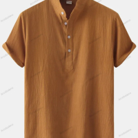 Мъжка памучна риза с яка и къс ръкав, 7цвята , снимка 8 - Ризи - 44901208