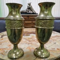 Чифт красиви антикварни месингови вази , снимка 1 - Антикварни и старинни предмети - 43362617
