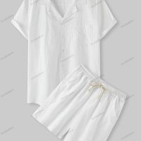 Мъжки летен комплект риза с къси ръкави и къси панталони от памучно ленено платно, 6цвята - 023, снимка 4 - Спортни дрехи, екипи - 40406669