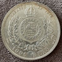 Сребърна монета Бразилия 1000 Реис 1878 г. Педро II, снимка 1 - Нумизматика и бонистика - 37833715