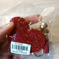 Ключодържател сърце луксозен с кристали малък пискюл и верижка, снимка 10 - Други - 27633522