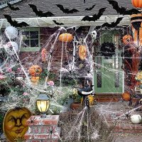 Нова Декорация за Хелоуин 80 г паяжина с 20 бр. фалшиви паяци 16 бр. 3D прилепи, снимка 5 - Други - 43227703