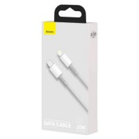 Кабел USB Type C - Lightning 2m 20W Baseus CATLGD-A02 Бяла оплетка PD Cable USB Type-C to Lightning, снимка 4 - USB кабели - 38558229