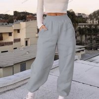 Ежедневни дамски памучни широки спортни панталони с джоб, 3цвята, снимка 3 - Панталони - 43355829