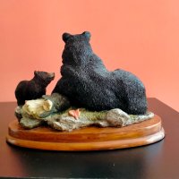 Колекционерска декоративна фигура Черна мечка с малко мече, снимка 6 - Колекции - 40160185