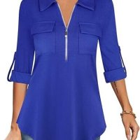 Едноцветна памучна блуза M, L, XL, 2XL, снимка 2 - Блузи с дълъг ръкав и пуловери - 42962739