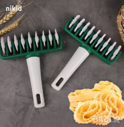  Уред Нож Валяк ролер за рязане тесто паста нудълс юфка къдрави ленти, снимка 1