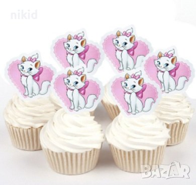 Коте Мари Marie 25 бр картон топери за кексчета мъфини торта рожден ден украса, снимка 1