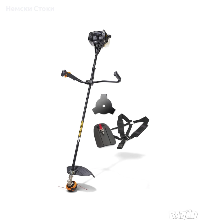 Бензинов тример Mcculloch B33B, 0.9 kW, 1.2 к.с., с корда, нож и самар, снимка 1