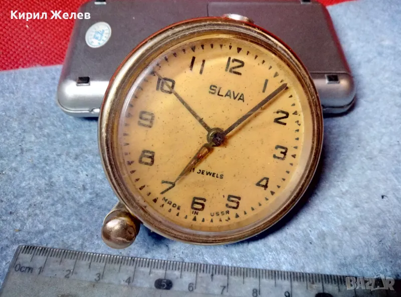 SLAVA 11 JEWELS MADE in USSR Стар КОЛЕКЦИОНЕРСКИ РУСКИ МЕХАНИЧЕН БУДИЛНИК СЛАВА 44047, снимка 1