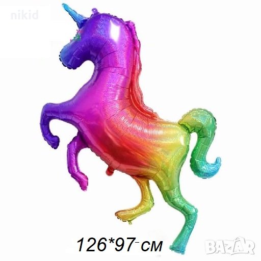 Еднорог Unicorn Грамаден пъстър фолио фолиев балон хелий или въздух парти рожден ден, снимка 1