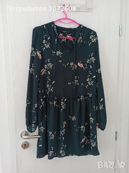 Тъмнозелена рокля Vero Moda с птици и цветя, снимка 1