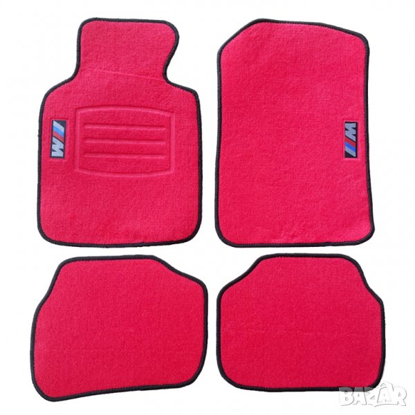 стелки текстилни авто стелки за M power BMW E36 E39 E46 E60 E61 E90 E91 F10 F30 комплект червени, снимка 1